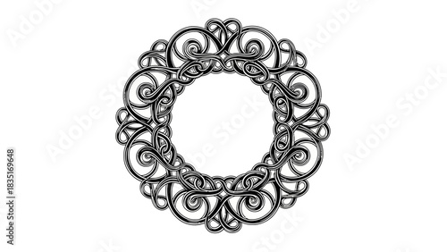 Intricate Celtic Knot Circle Frame Design on White Background for Graphic Projects