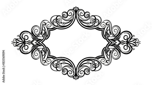Elegant black and white ornate frame vector illustration for graphic design projects
