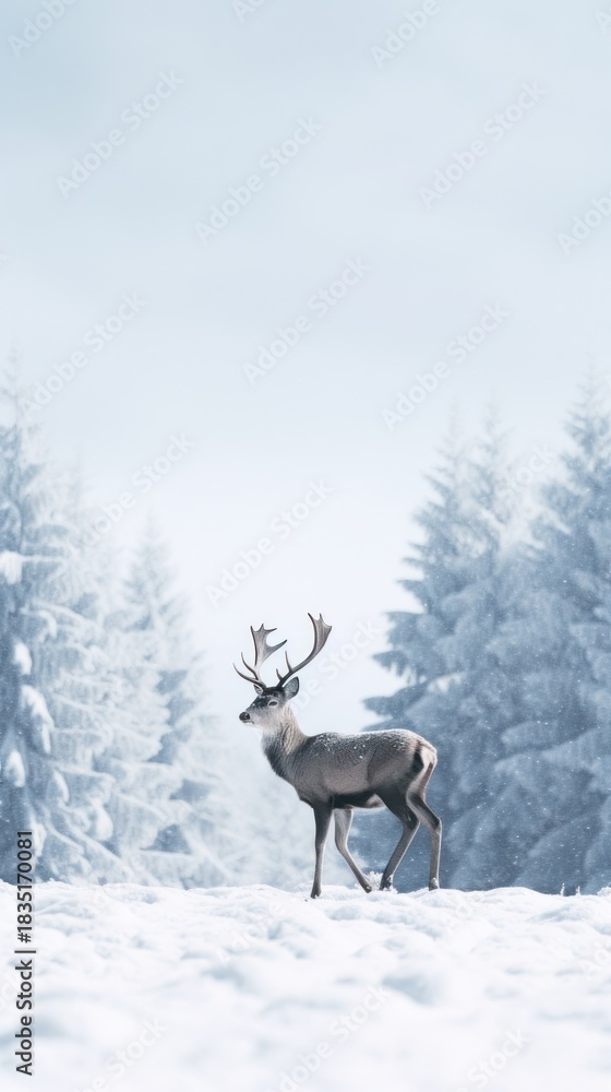 Obraz premium Deer running wildlife forest animal.