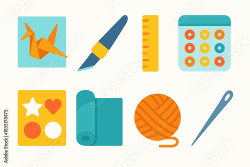 Crafting items flat design illustration