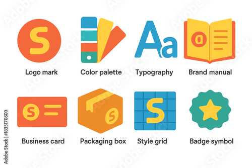 Branding and design flat icons set