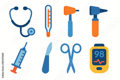 Medical Tools and Equipment Cartoon Icons Set