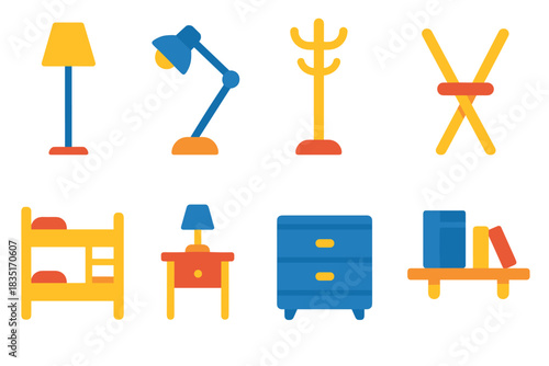 Modern Furniture and Home Accessories Flat Design Set