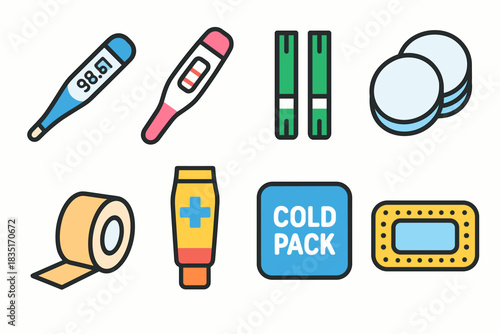 Medical first aid flat icons collection