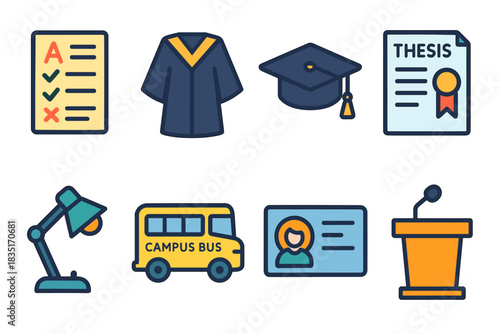 Education and graduation themed icons set