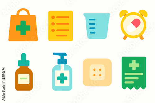 Medical and healthcare flat icons set