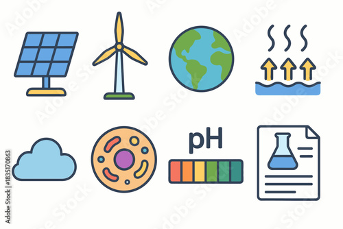 Science and education outline icons set