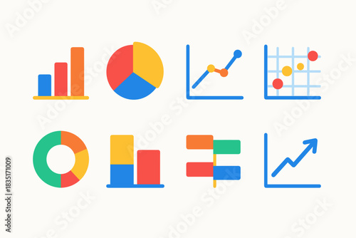 Data visualization colorful icons set