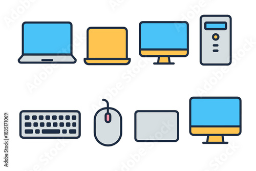 Computer devices flat icons set