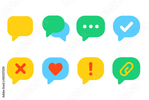 Colorful speech bubble symbol icons set