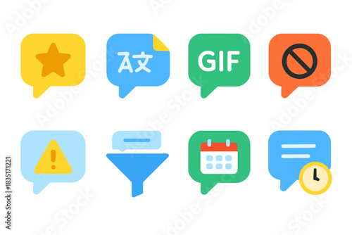 Communication flat speech bubble icons set