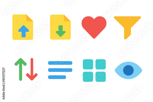 User interface digital function flat icons set