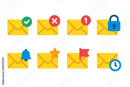 Email status and action icons set