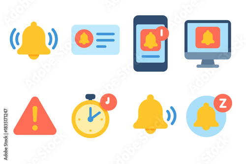 Notification and Alert Flat Icons Set