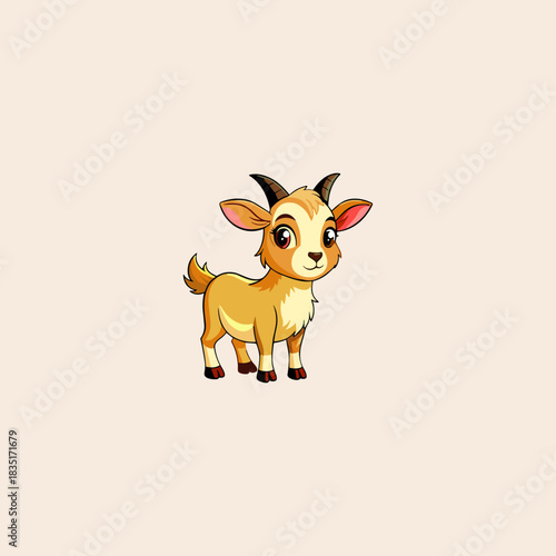 Cute Goat icon flat vector design.