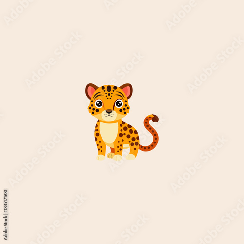 Cute Jaguar icon flat vector design.