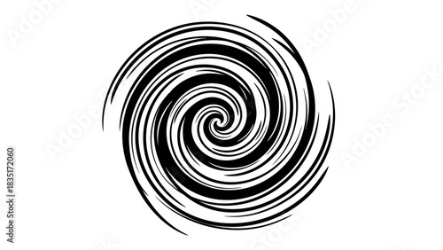 Hypnotic black and white spiral abstract design with dynamic swirl effect perfectly suited for
