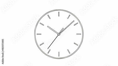 Minimalist Analog Clock Face with Hour Minute and Second Hands.