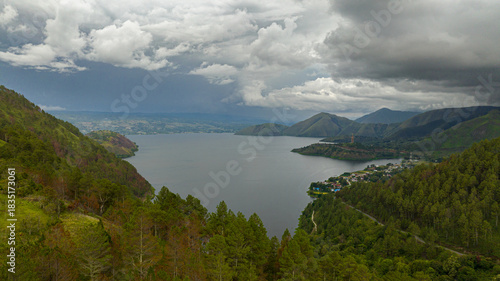 Samosir Island, is a large volcanic island in Lake Toba. Sumatra, Indonesia.