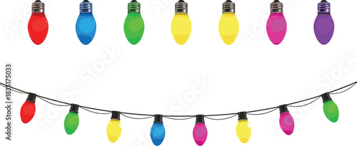 Colorful light bulbs, festive string lights, decorative lighting, holiday decor, vibrant illumination, party lights, glowing bulbs, cheerful ambiance, celebration lighting, multicolor lamps