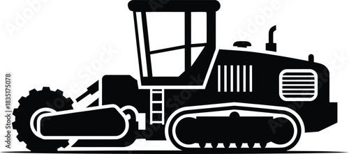 Landfill Compactor Machine Silhouette Heavy Construction Vector