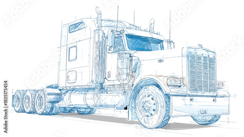 Detailed Vector Illustration of Truck with Large Cargo on Top