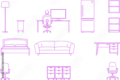 Blueprint for home furnishing offers a modern interior design and stylish room plan