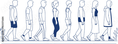 Diverse group of people walking together showcases unity and community spirit