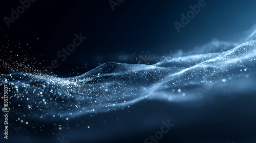 Wallpaper Mural Blue digital wave of particles flowing on dark background, representing data flow, for presentations Torontodigital.ca