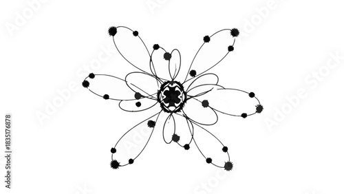 Abstract floral design with delicate petals and tiny dots, evoking a sense of light and growth.