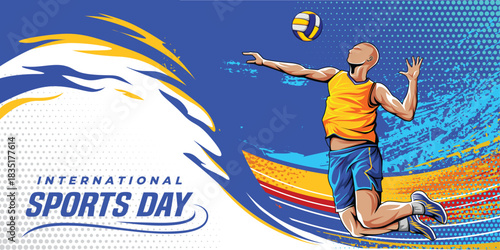 Sports Background Vector. International Sports Day Illustration, Graphic Design for the decoration of gift certificates, banners, and flyer