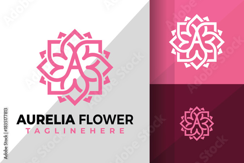 Letter A Flower Logo Logos Design Element Stock Vector Illustration