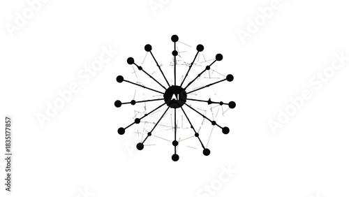 Abstract network of AI connections radiating from a central hub