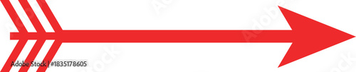 Red arrow pointing to the right with feathered fletching