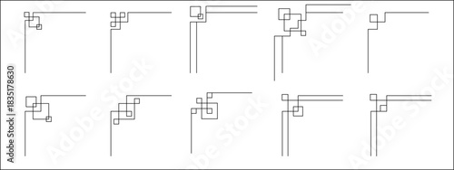 Decorative Corners frame set. Abstract angle border collection for design Decoration. Elegance angular dividers and boarders. Design elements for vignettes, wedding cards, invitation, certificate.