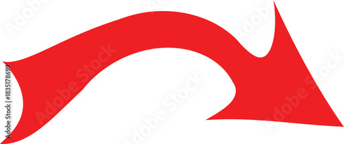 Stylized red arrow pointing left with decorative flair