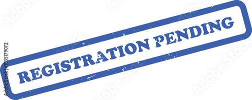 Registration Pending Rubber Stamp Impression in Blue Ink on White Surface