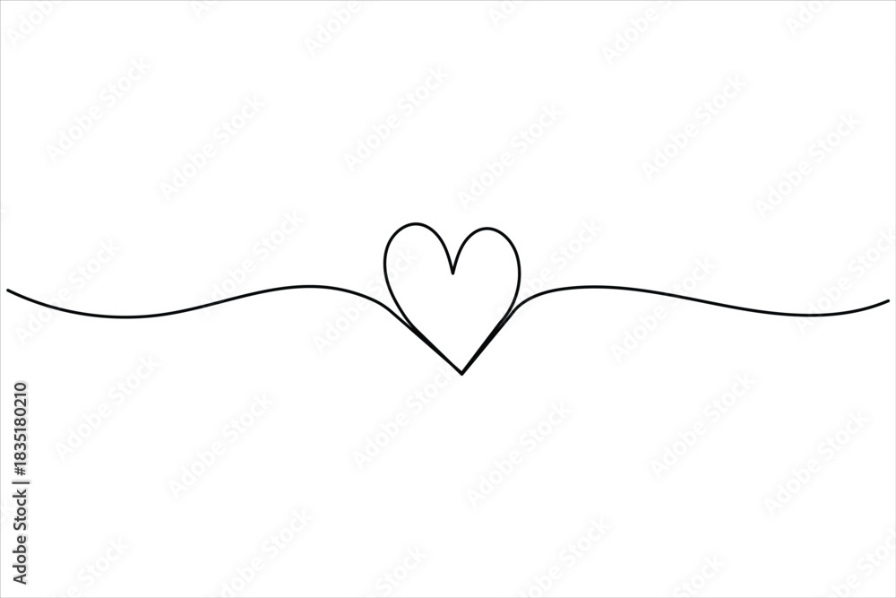 Fototapeta premium Minimalist continuous line art heart symbol on a clean white background illustration