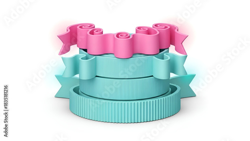 Pastel ribbons cake topper design for party decorations and celebration vector graphic illustration