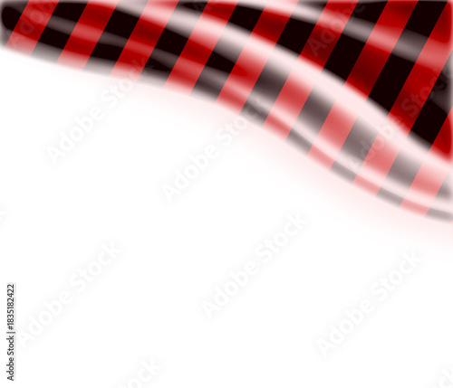 White background with red and black striped flag
