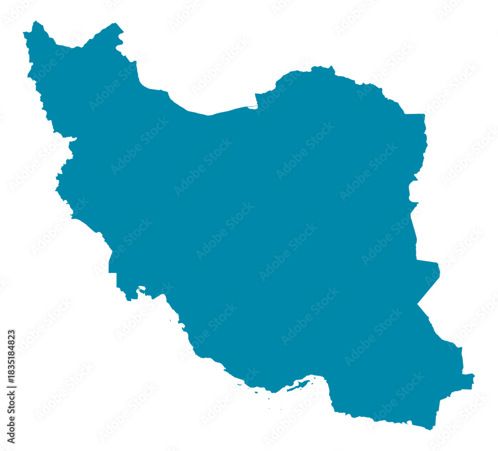Obraz premium Iran Map Silhouette Vector | Editable Blue Outline