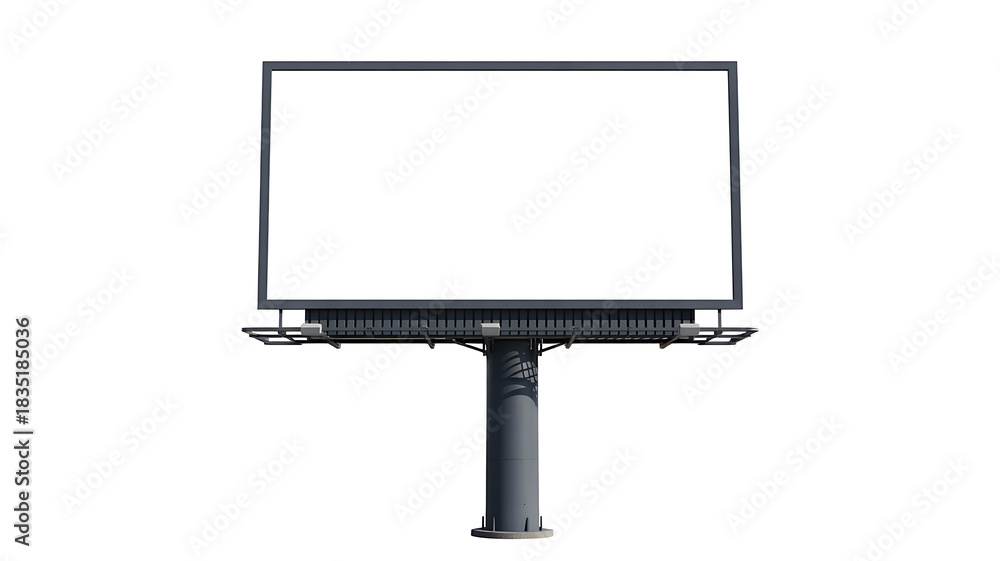Fototapeta premium Blank outdoor advertising billboard with a large empty white screen, isolated on white background