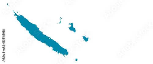 Tableau sur toile New Caledonia Map Silhouette Vector | Editable Blue Outline
