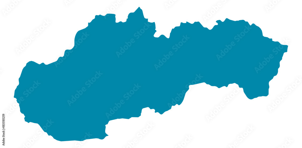 Fototapeta premium Slovakia Map Silhouette Vector | Editable Blue Outline