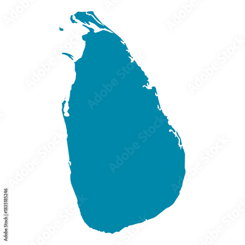 Sri Lanka Map Silhouette Vector | Editable Blue Outline