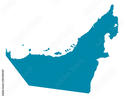 United Arab Emirates Map Silhouette Vector | Editable Blue Outline