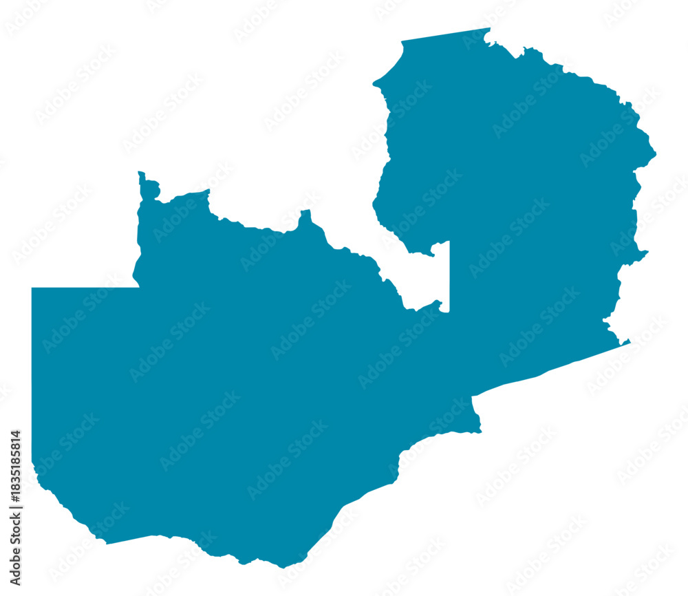 Fototapeta premium Zambia Map Silhouette Vector | Editable Blue Outline