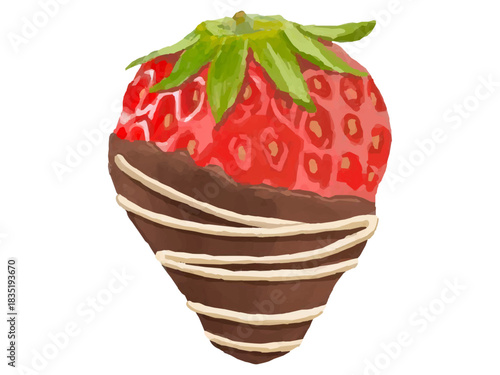 いちごのチョコがけ ベクターイラスト バレンタインデー デコレーション