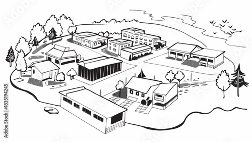 Very beautiful aerial view of luxury homes nestled among dense green trees, surrounding a calm lake, showing spacious properties, swimming pools, and peaceful upscale living in a lush suburban environ