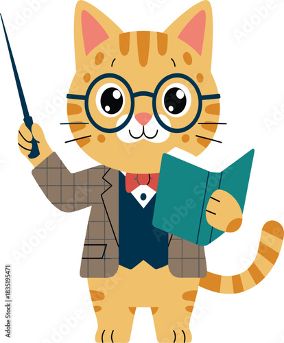 Professor Cat Mascot: Cute Academic Cartoon Vector for Education and Learning